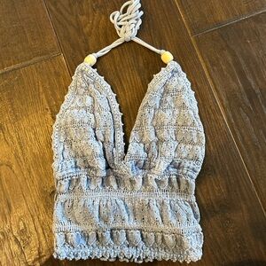 Crochet Halter Top in Blue